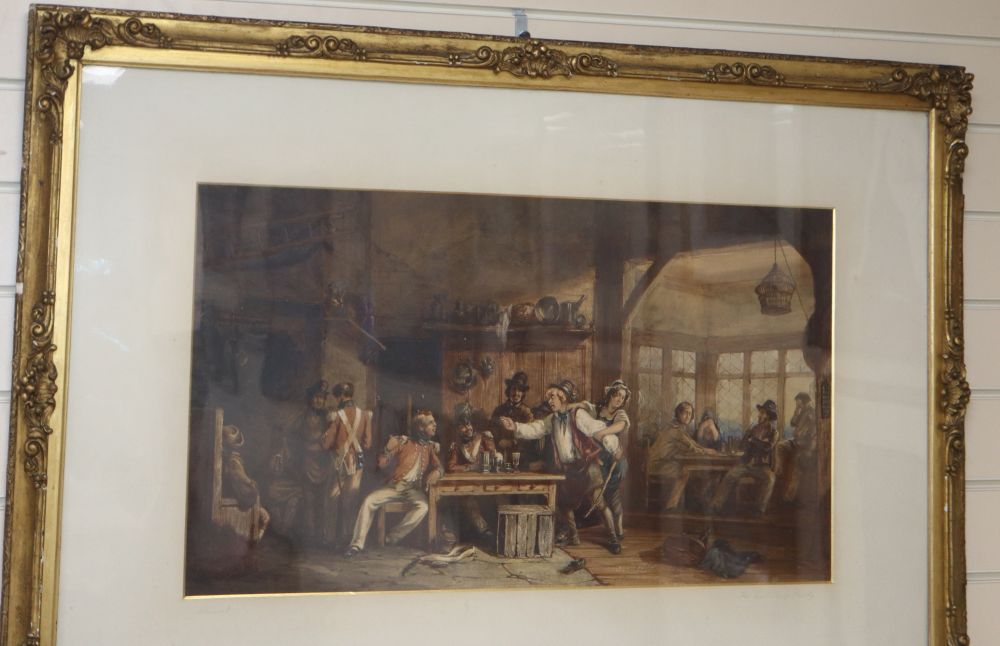Whenert (19th century), watercolour, The Enlisting Party, 40 x 69cm